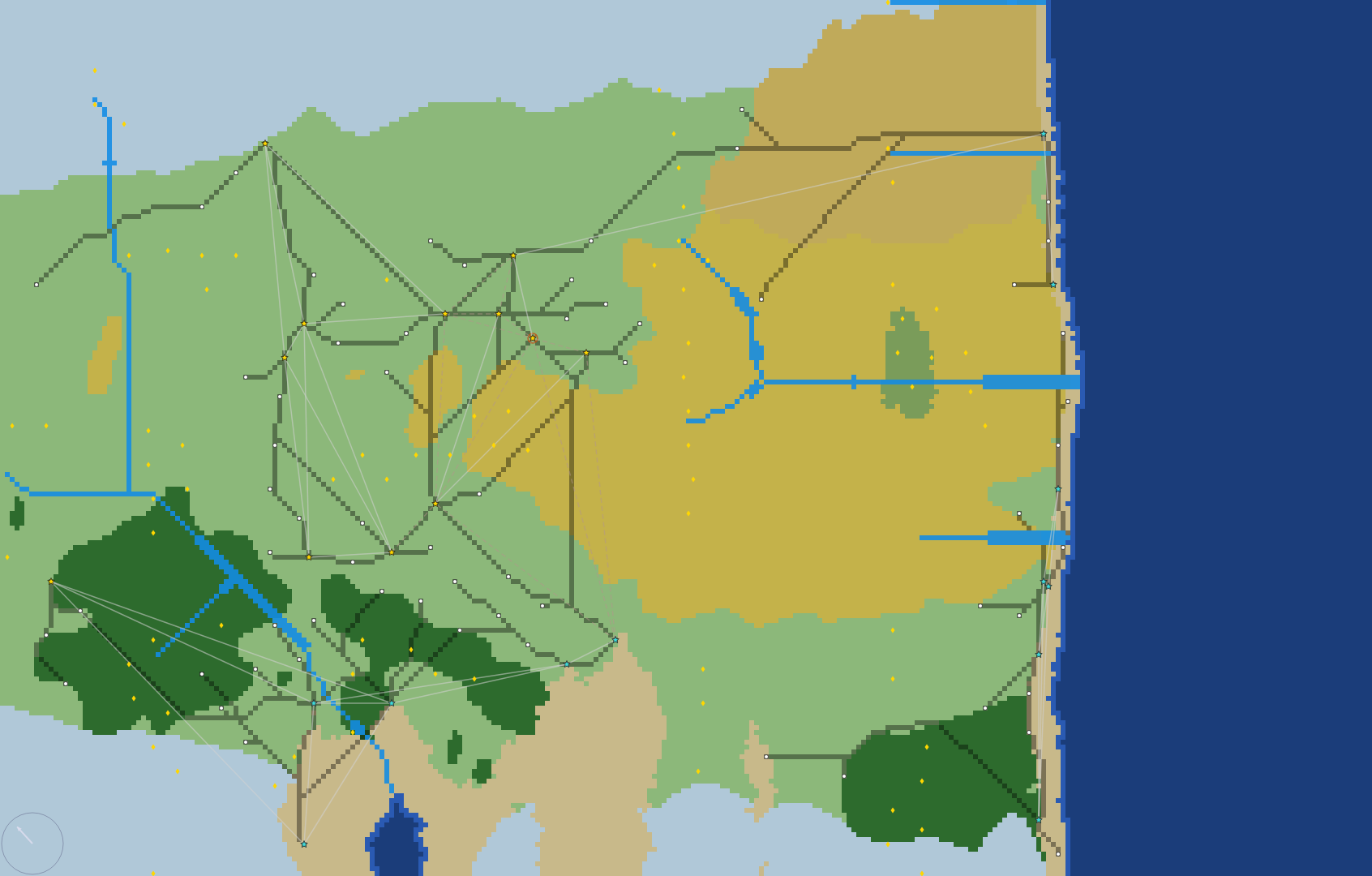 Generated world map - plains, savannah, and river systems